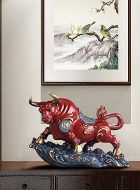 《牛转乾坤》全铜牛摆件玄关开业礼品办公室装饰品牛气冲天工艺品