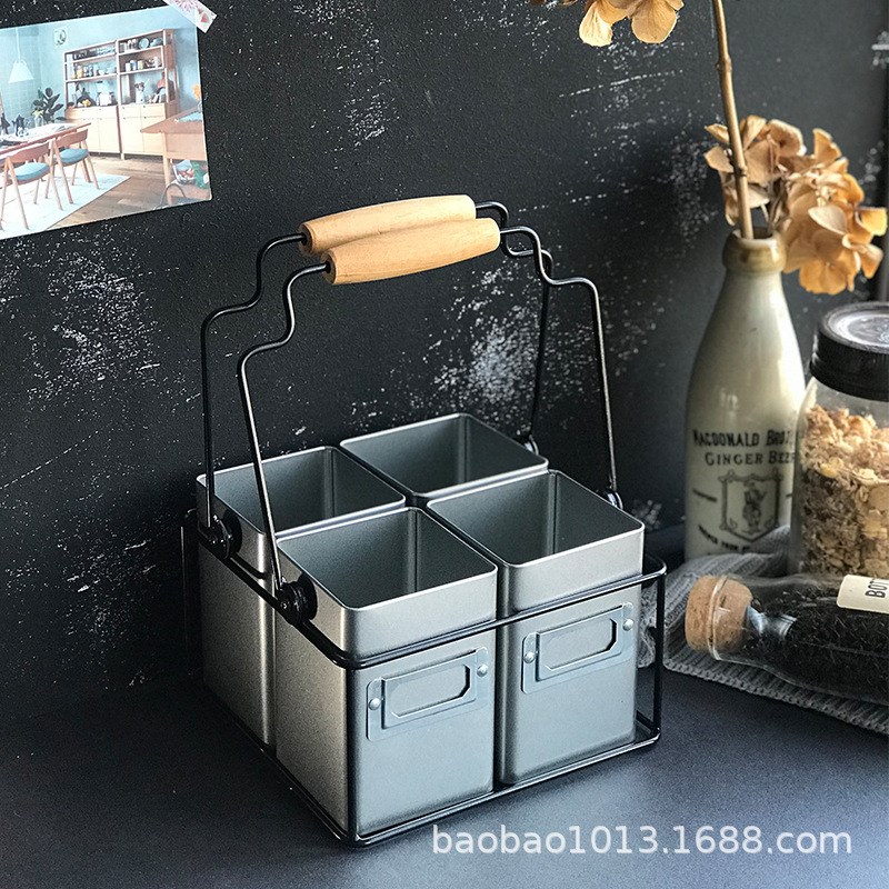 北欧风餐桌筷子筒家用餐具收纳盒厨房置物架桌S面杂物工具收纳篮