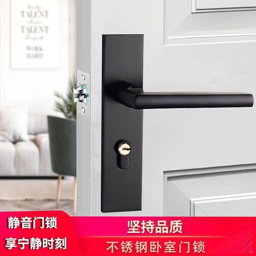 雅黑不锈钢复古房间门锁室内卧室实木门锁具单舌家W用室内房门锁