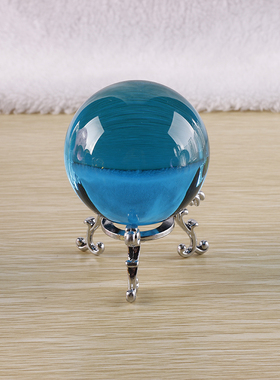 简约现代水d晶玻璃球紫色红色黄色粉红蓝色湖蓝色办公室桌面微摆