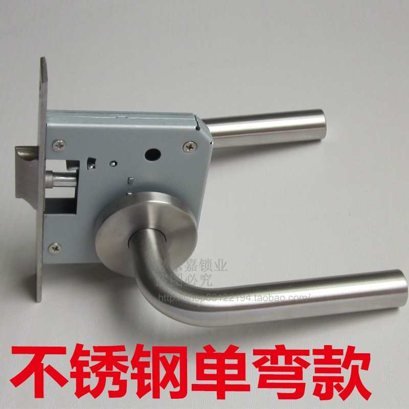 304不锈钢把手锁通道门锁厨房门锁储藏室L锁防火门过道楼梯间门锁