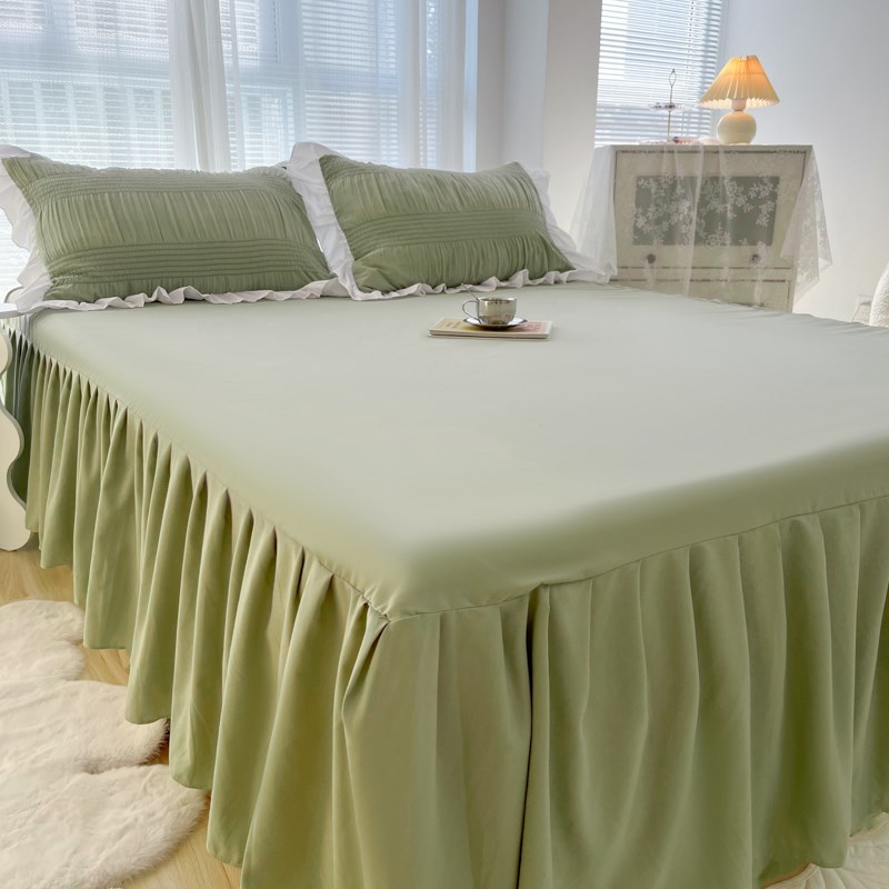 2024新款床裙单件n遮丑下摆裙边非全棉公主风床单防尘床罩四件套