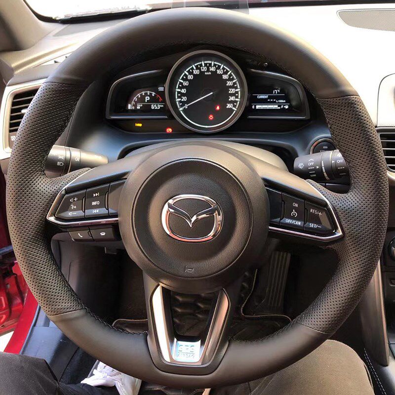 马自达昂克赛拉CX-5方向盘套真x皮CX-8阿特兹CX-4把套手缝专用全