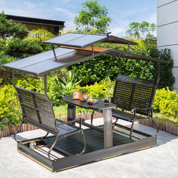 田园休闲摇篮室外摇摇椅摇椅子露台铁艺四人庭院秋千花园力院动