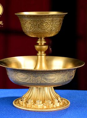 鎏雕花杯纯铜金居家用品慧雕刻八吉祥供高精工杯家用12cm护金色宝