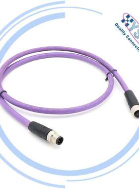 兼容菲尼克斯Profibus DP 5芯公母对接紫色直头弯头M12  B-型编码