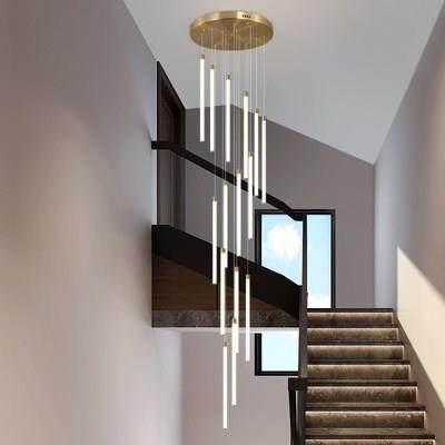 轻奢北欧创意楼梯间旋转复式楼大吊灯现代简约个性轻奢led长条形,家装灯饰光源,智能吊灯,淘宝优惠券,粉丝福利购,淘宝优惠卷