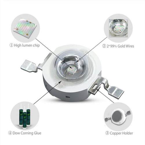 厂家供应 3W紫色 395-400nm 大功率1W紫光灯珠 仿流明LED紫灯灯珠