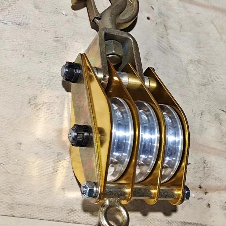 铝合金轮钢丝绳棕绳起吊滑轮吊装1T3T5T8T单轮铝板铝轮起重滑车