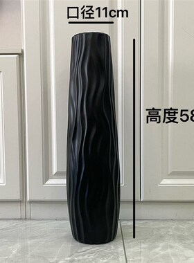 落地大花瓶高简约塑料仿陶瓷白色黑欧式居家摆件干花插Z花客厅装