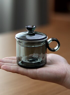 袖珍迷你泡茶杯 120mlt耐热玻璃同心杯内置式过滤网茶杯泡茶分离