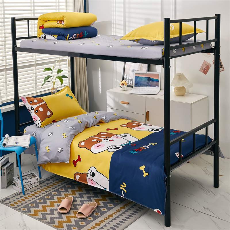 水洗棉四件套四季通用床单被套被罩被子学L生宿舍三件套床上用品