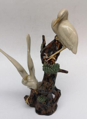 双收藏陶瓷本松鹤家居装饰摆件公仔桌面客厅石湾艺系列年代版手工