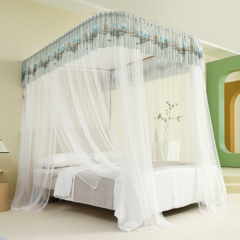 2023新款eu型导轨蚊帐加密加厚轨道滑轨落地三开门卧室家用公主风