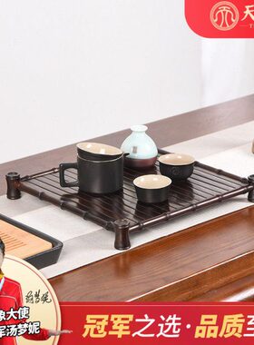 天纵大红酸枝竹节干泡台红木客厅桌面摆件展示架实木茶桌收纳杯架