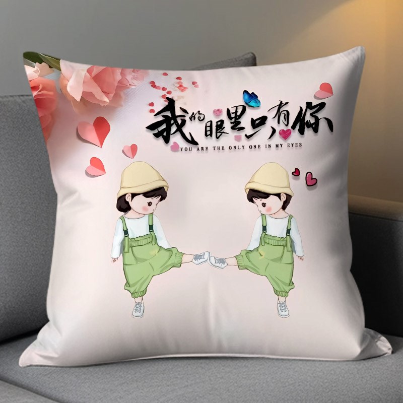 情侣爱情b宣言生日礼物抱枕可爱卡通定制靠垫客厅沙发靠枕套不含