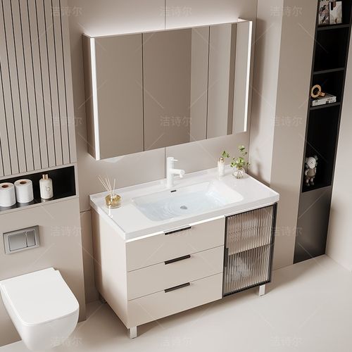 新款浴室柜组合陶瓷n一体盆现代简约洗脸洗手盆卫生间洗漱台落地