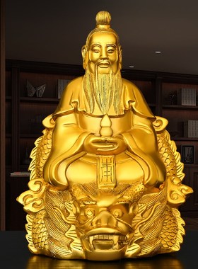 纯铜陆压道君摆件铜陆压道人神像黄铜陆压铜像家居办X公室店铺装