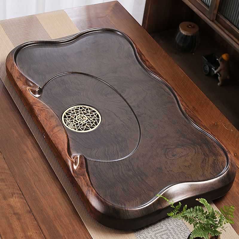 整块胡a桃木茶盘实木家用客厅简约功夫茶具茶海托盘仿原木红木