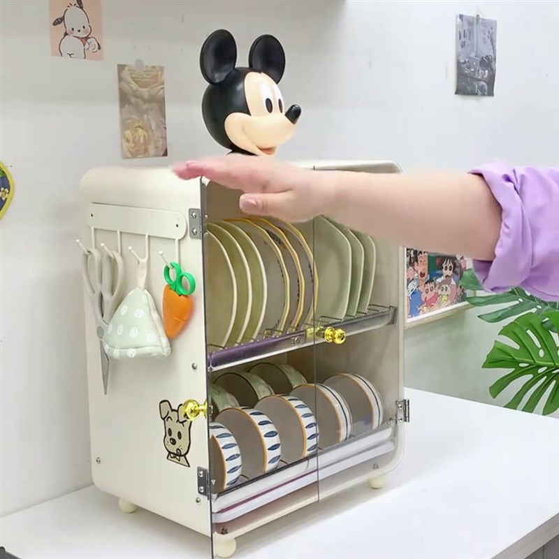 带盖碗架厨房碗碟置物架家用v碗柜台面筷盘防尘收纳盒多功能沥水
