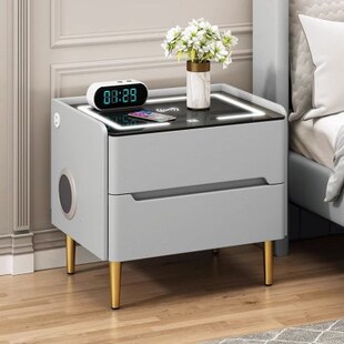室家用无线充电现代简约实木易主卧多功能轻奢床头柜极简智能网红