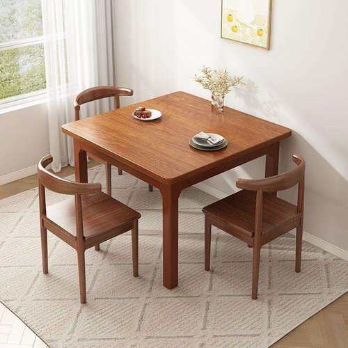 小户型餐桌家用新中式实木桌腿餐桌餐桌家用出租屋正方形客厅饭桌