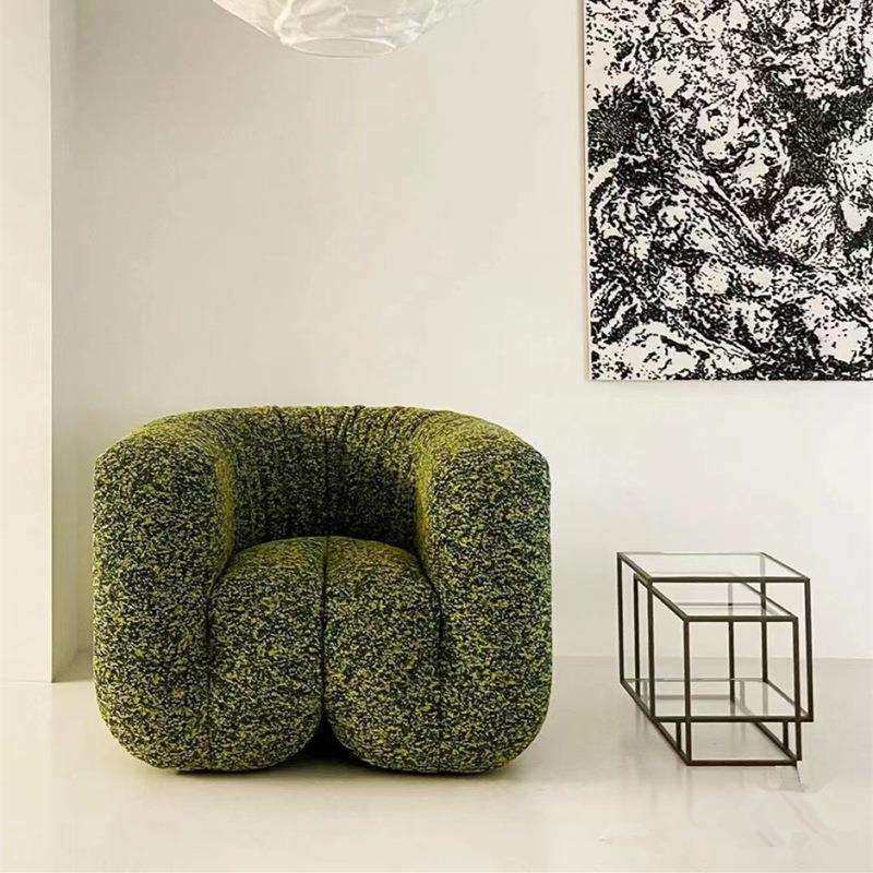 北欧风单人位布艺沙发油菜花系列 deisede现代简约休闲沙发椅U型