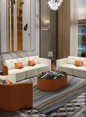 宾利轻奢弯板大中户型客厅123沙发组合现代别墅单人双人三人沙发