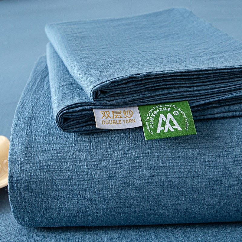 夏季双层纱床单单件2025新款四季通用I单人宿舍纯色被单枕套三件