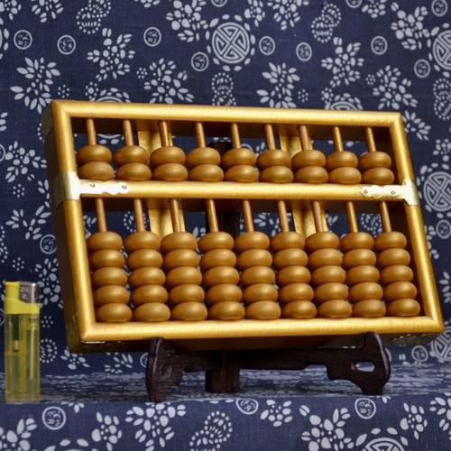 实木质金色算盘搬家新居入伙客厅博古架摆件中国风新中式摄影摆设