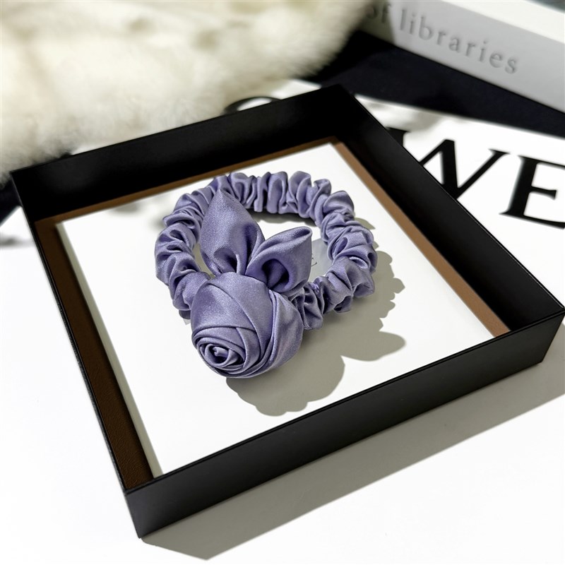 【3件8折】真丝玫瑰花发圈x女气质高级感缎面大肠圈低马尾扎发皮