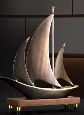 新中式一帆风顺铜k件帆船摆件送领导办公室高级感轻奢高档开业礼