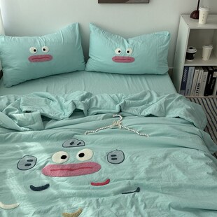 夏季 绿色小丑鱼毛巾绣轻薄夏凉被四件R套可机洗空调被夏 可爱个性