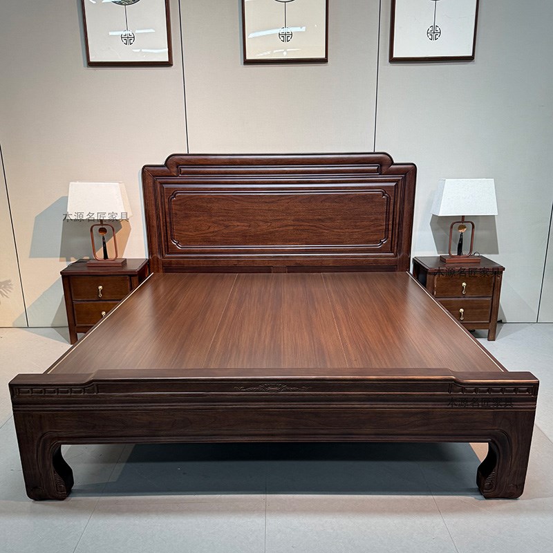 南美紫檀木实木床明清古典中式雕花加厚1.N8米双人床主卧2米大床
