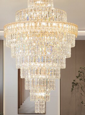 轻奢别墅复式楼客厅大吊灯中山灯饰Aloft中空跃层高端奢华K9水晶