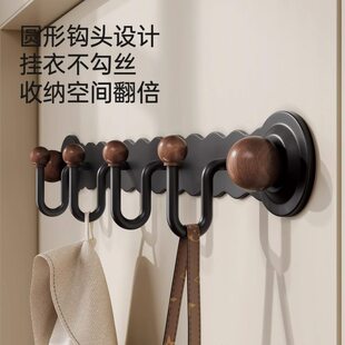 古风挂钩收纳玄关置物架卫生间排钩免打孔吸盘中卧室门后挂衣架