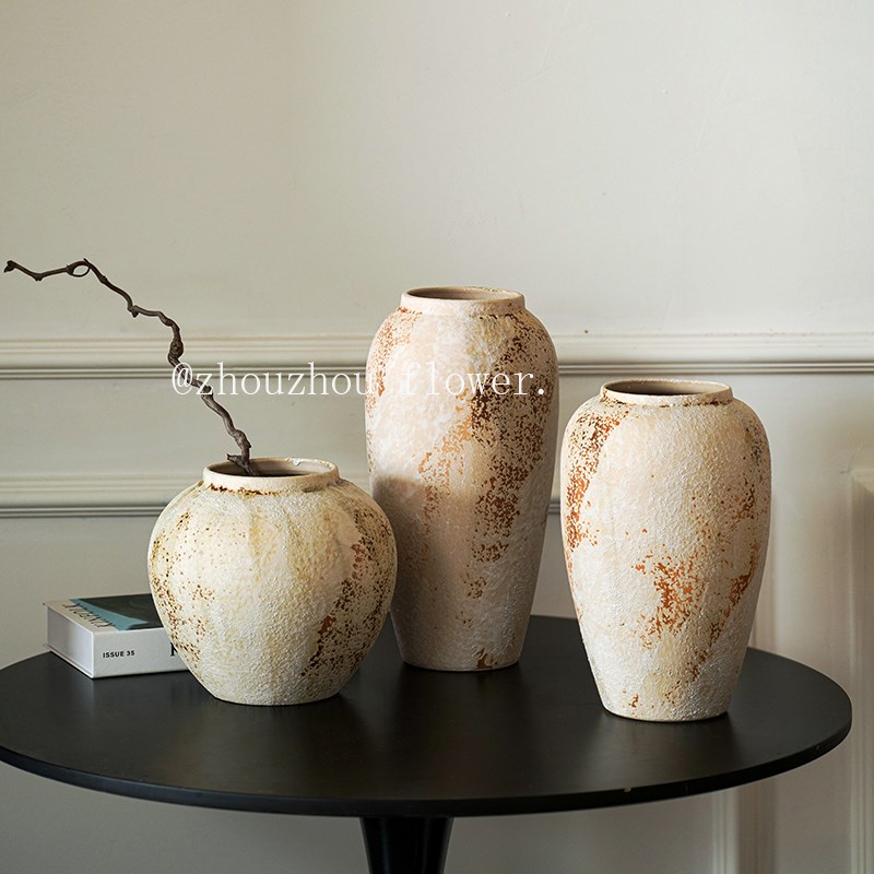 花瓶摆件客厅插花陶瓷轻奢高级感陶罐侘寂L风禅意复古中式高粗陶