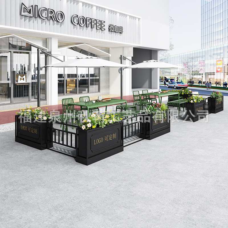 围栏栅栏户外铁艺庭院护栏店铺外摆花箱餐厅隔断花槽室外园艺篱笆