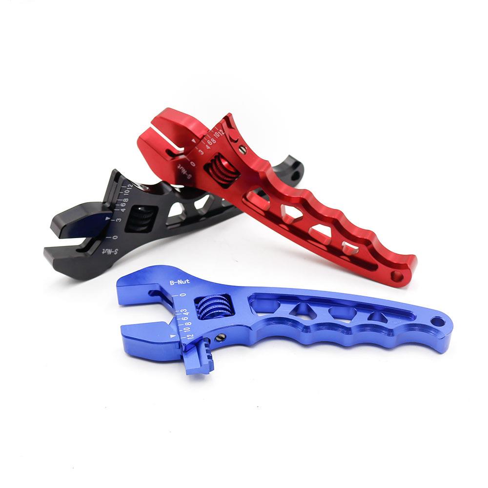 跨境汽车改装配件可调节铝制活动扳手AN3-AN12油管接头扳手红蓝黑