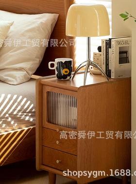 舜伊工贸窄床头柜MiN28-40cm日式樱桃木家具现代简约实木床边柜