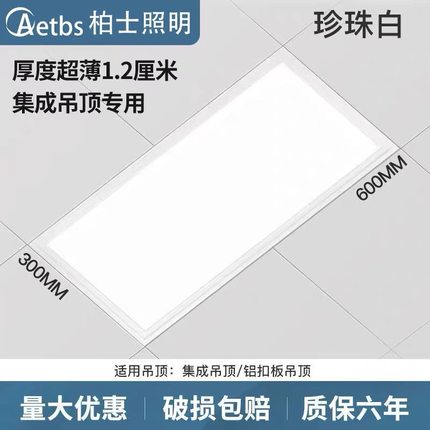 300x600集成吊顶灯LED厨卫灯30x60厨房灯铝扣板嵌入式超薄平板灯