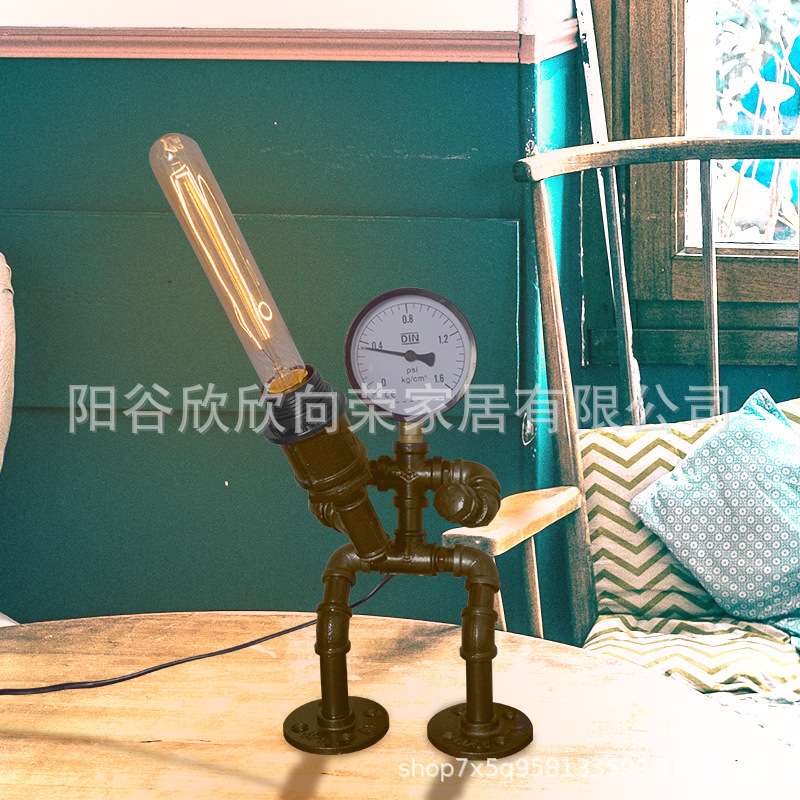 机器人loft水管台灯工业复古风个性水管灯 咖啡厅吧台创意台灯