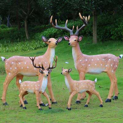 仿真动物户外景区小区绿化装饰婚庆布置道具梅花鹿玻璃钢雕塑摆件