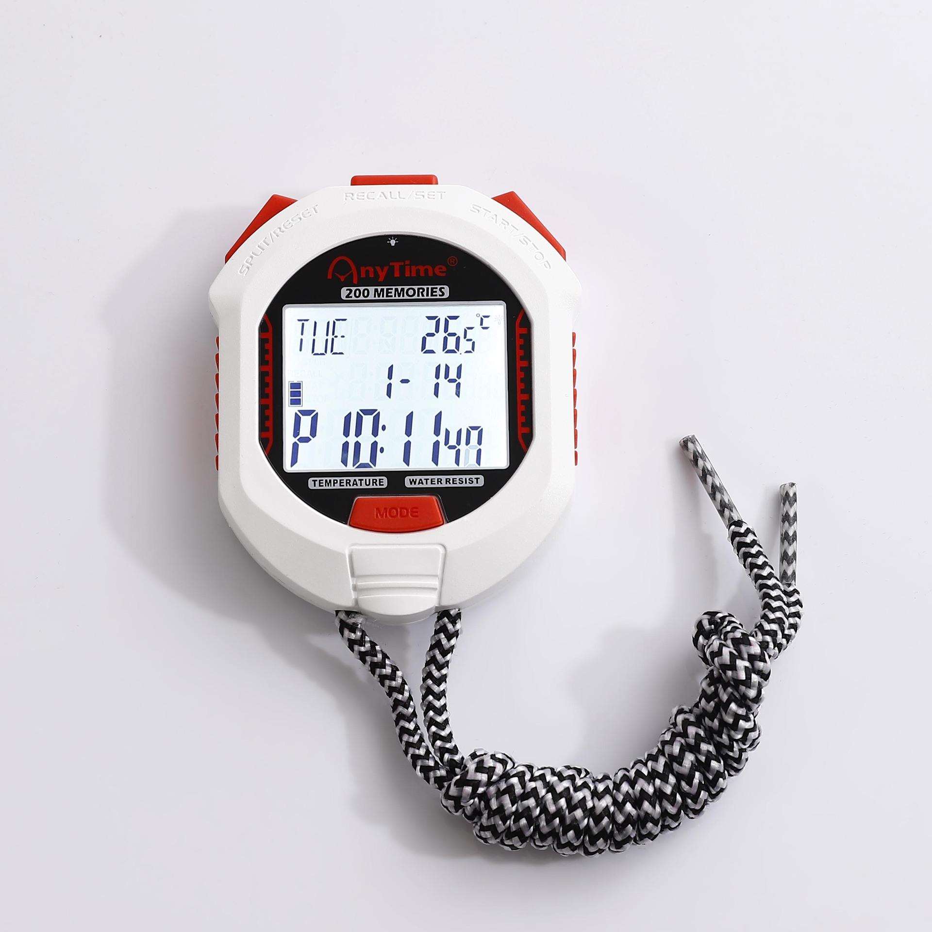 秒表计时器 3排200道 田径电子定时器背光显示屏电子秒表可关机