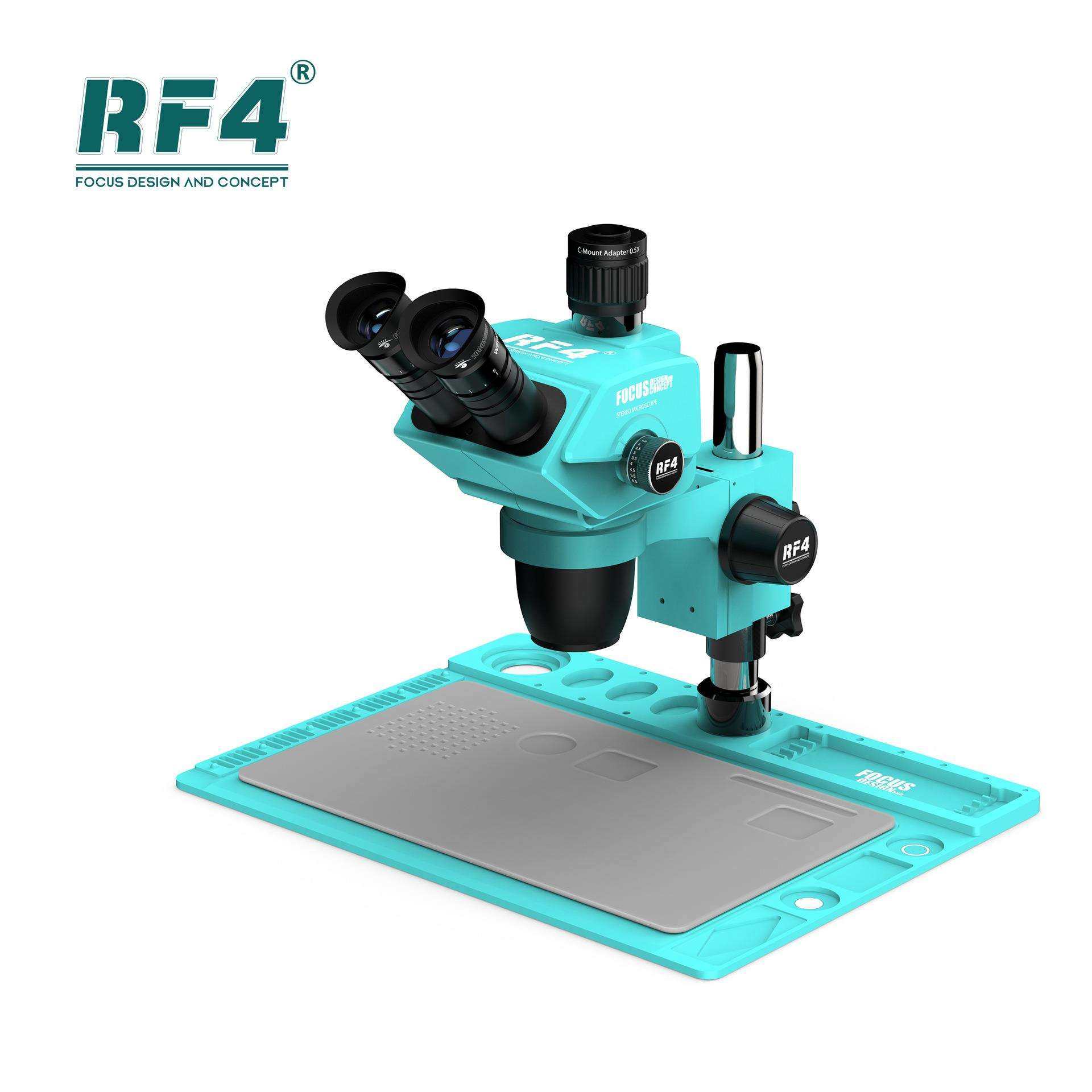 RF4显微镜双目三目7-50倍高清目镜连续变焦手机维修主板电路板rf4