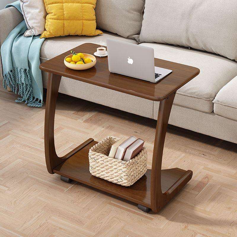 茶几家用小户型实木床边桌可移动带轮轻桌子小床头沙发阳台储物