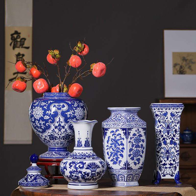 陶瓷青花瓷花瓶摆件家居客厅插花电视柜装饰摆设桌面摆件陶瓷花瓶