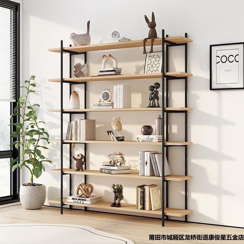 简易复古网红书架多层落地办公室展示架隔断客厅铁艺架子置物架