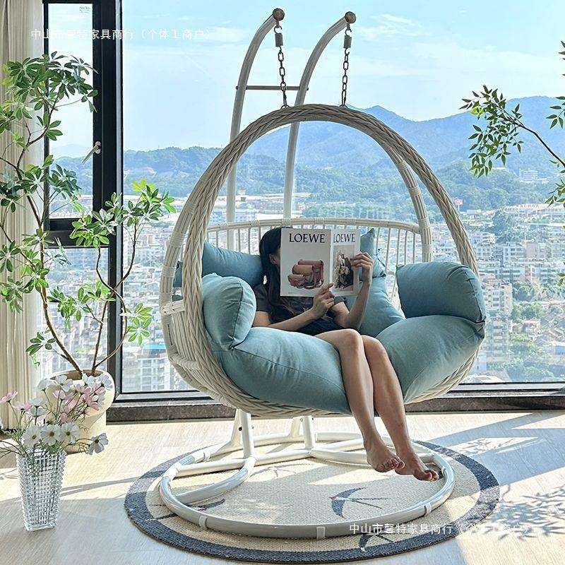 吊篮藤椅懒人椅摇椅阳台秋千摇篮椅庭院双人吊椅室内吊床家用吊兰