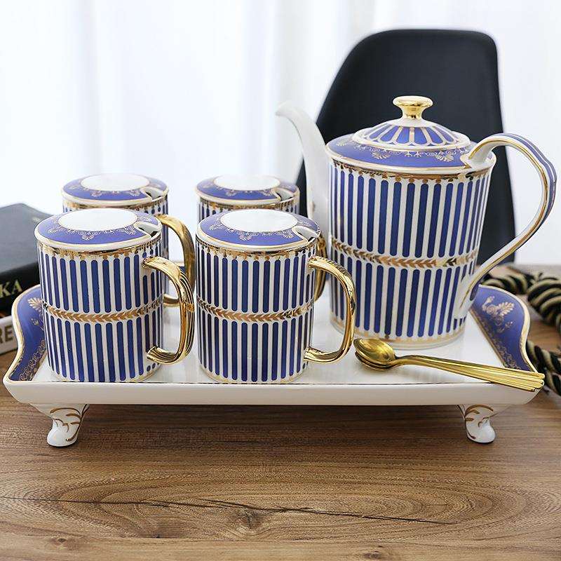 诺轩北欧风水具茶具咖啡具欧式英式陶瓷茶具带茶盘茶勺大容量杯子